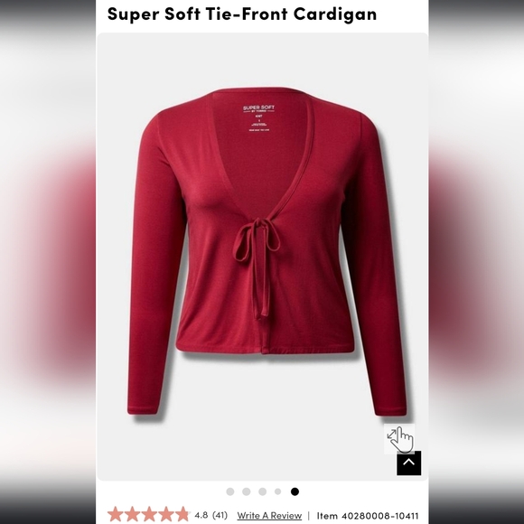 Rasberry Super Soft Tie-Front Cardigan - Picture 4 of 8